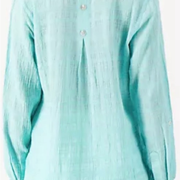 Joan Rivers Textured Gauge Boyfriend shirt button down,W size 2X color Ivory New - Picture 3 of 5